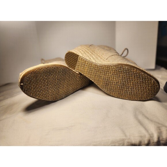 Womens Size W8 Beige Toms Wedge Fabric Ankle Boots 301112 preowned - Picture 4 of 9